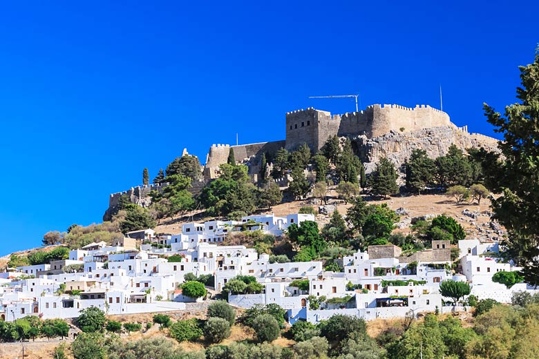 The Acropolis of Lindos with part of the modern town below