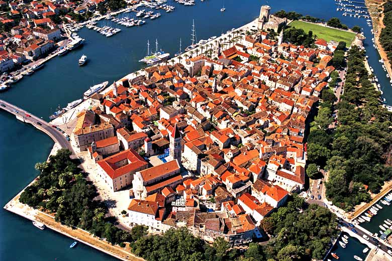 Aerial view of the historic island of Trogir