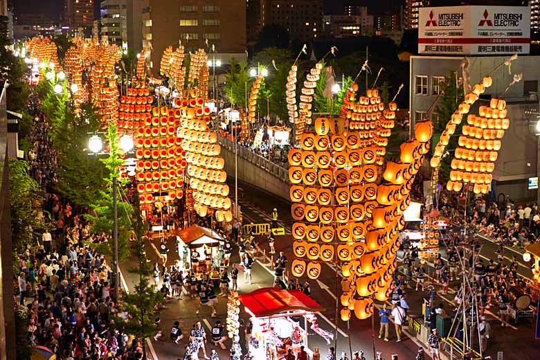 Procession of lanterns, Akita Kanto Festival, Akita, Japan