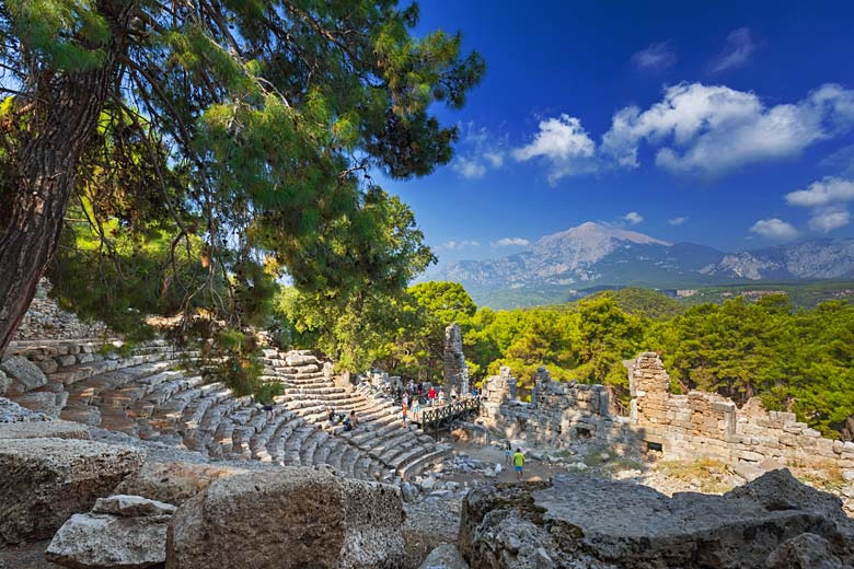 The amphitheatre of Phaselis with mountains beyond