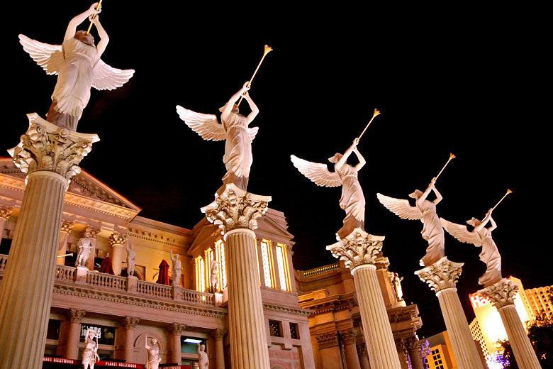 Horn blowing angels at the entrance to Caesar's Palace, Las Vegas
