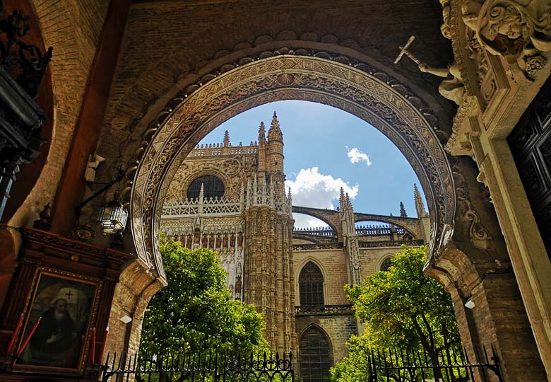 The contrast of architectural styles at Seville Cathedral