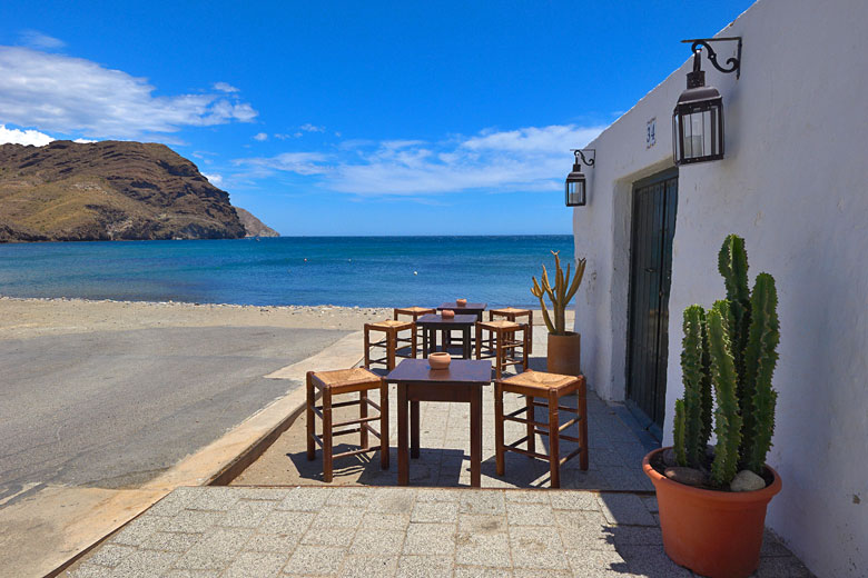 Beach and café at Las Negras, Cabo de Gata Almería