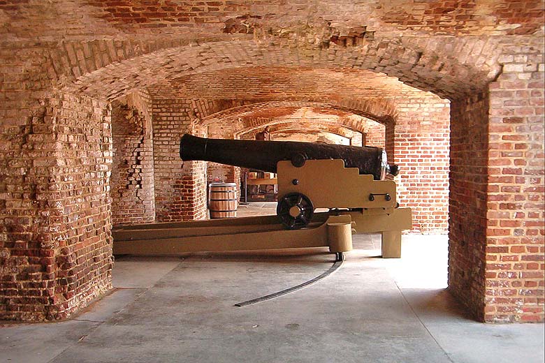 Count the cannons at Fort Sumter in Charleston Harbor