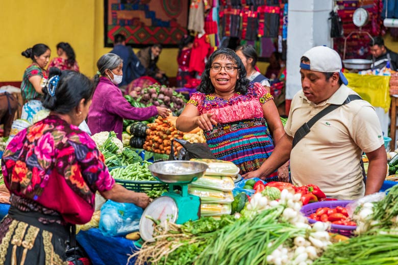 Fresh produce for sale at the colourful Chichicastenango market