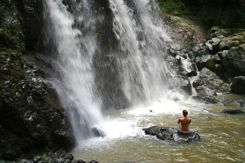 Cooling off in the Argyle Waterfall, Tobago