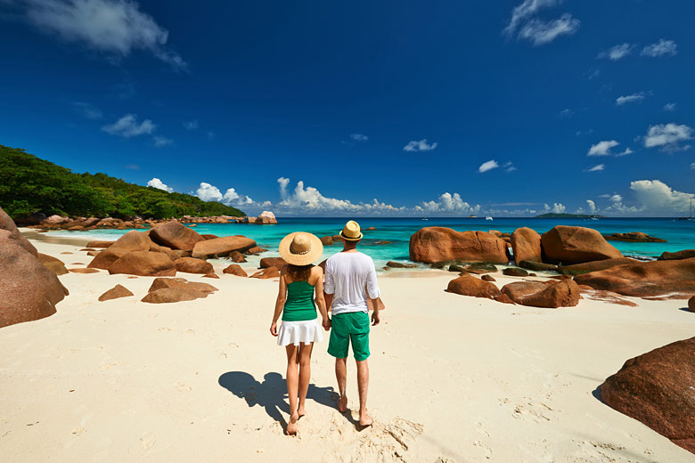 Couple on honeymoon in the Seychelles