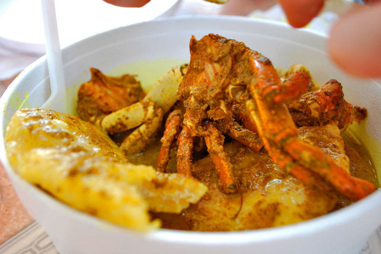 Curry crab and dumplings, Tobago