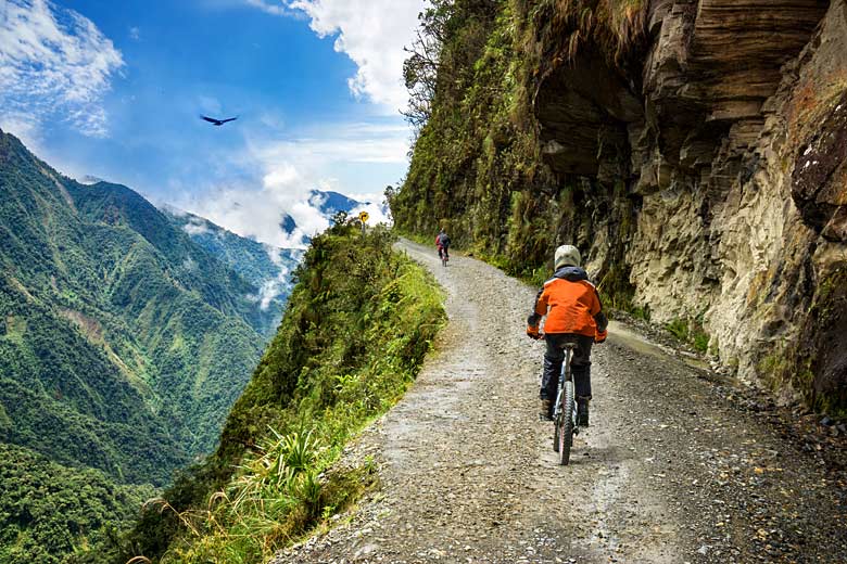 Cycling the Death Road near La Paz, Bolivia