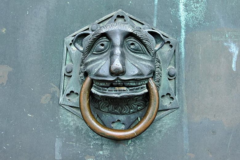 Door handle on Trier Cathedral, the oldest church in Germany