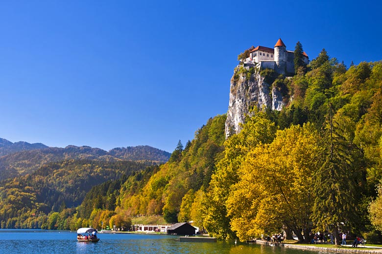 Bled Castle and lake in early autumn