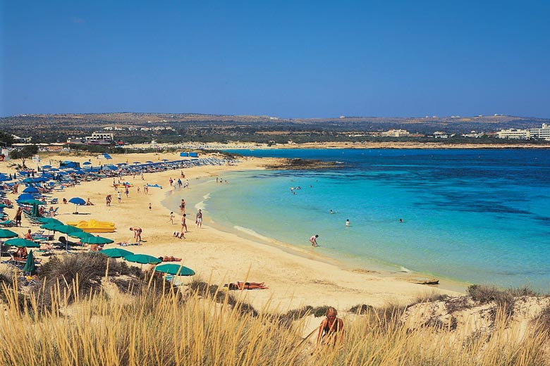 Early summer on the beach in Ayia Napa, Cyprus
