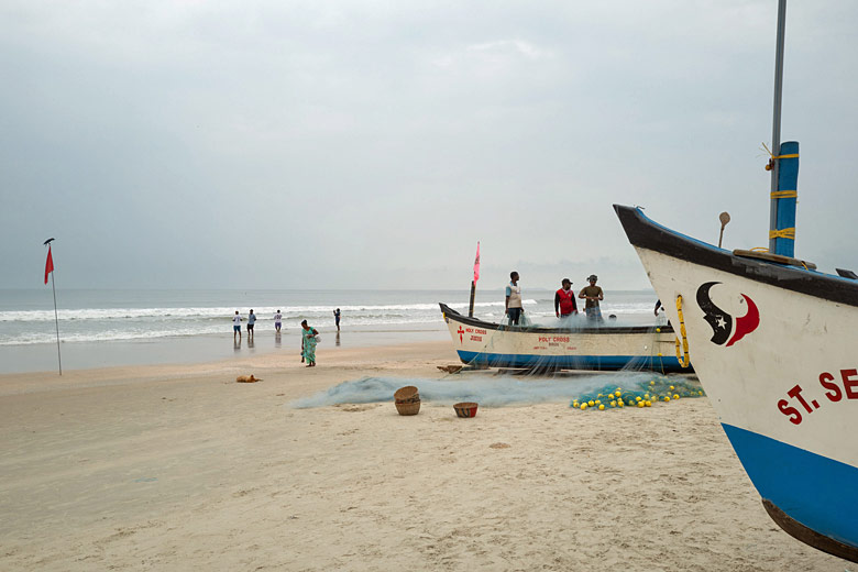 Fishermen on the beach, Benaulim, Goa