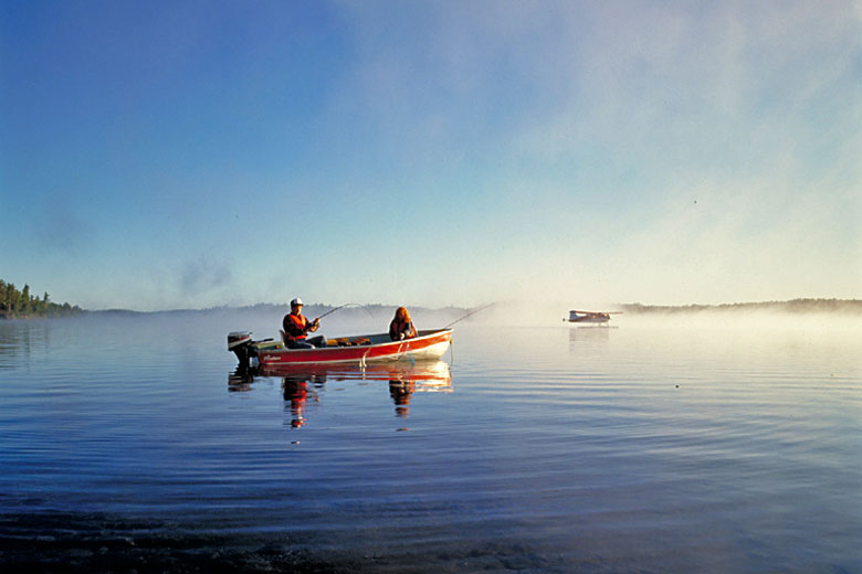 Fishing on a lake in Ontario, Canada