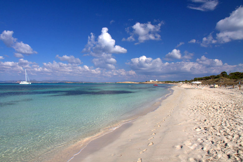 Pristine Formentera beach under a blue sky