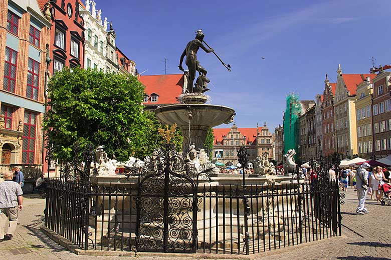 The early 17th century Neptune's Fountain in Gdansk