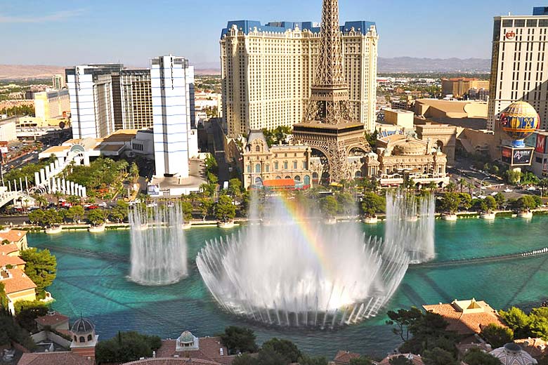 The dazzling display from the Bellagio fountains, Las Vegas