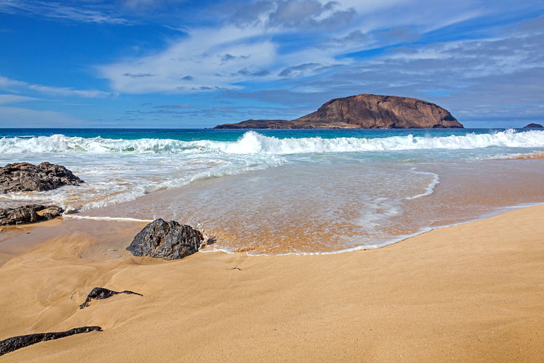 Golden sand beach on Graciosa Island, Lanzarote