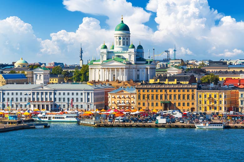 Helsinki Cathedral rising above the city's popular waterfront