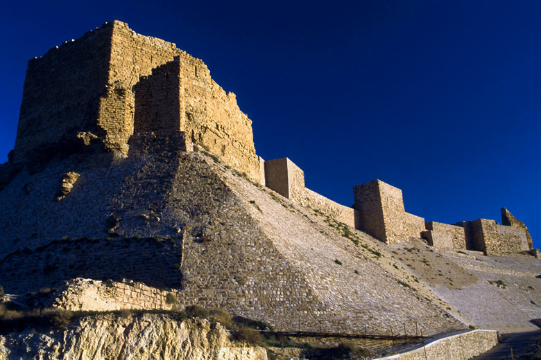 The imposing walls of Kerak Castle