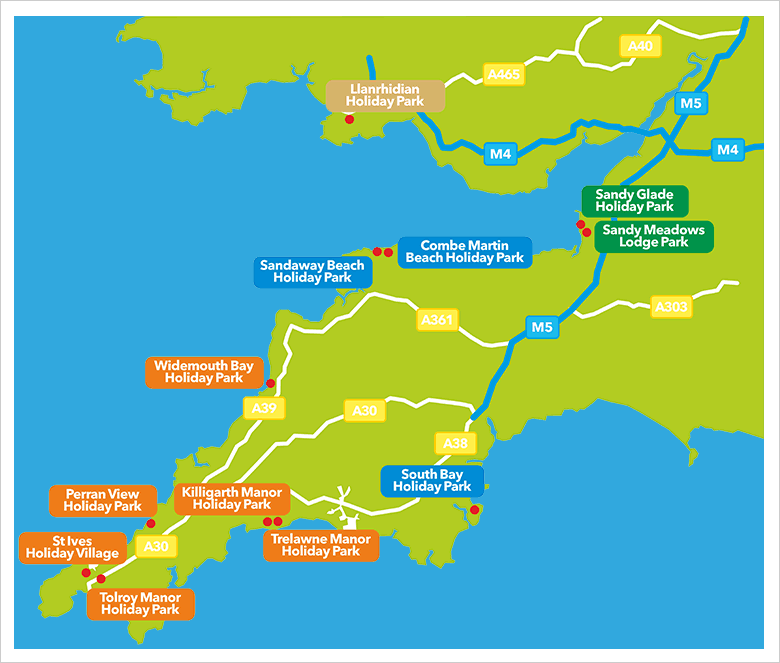 Holiday parks location map