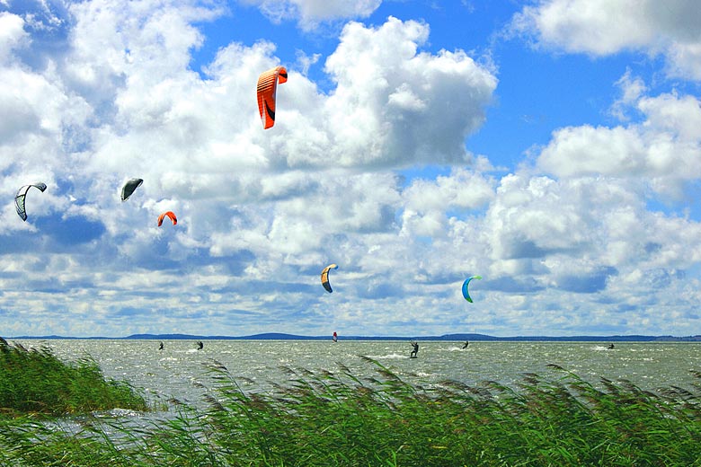 Kitesurfing on the Curonian Lagoon, Neringa