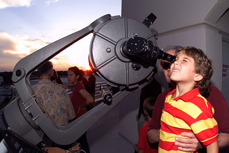 Looking through a telescope for the first time