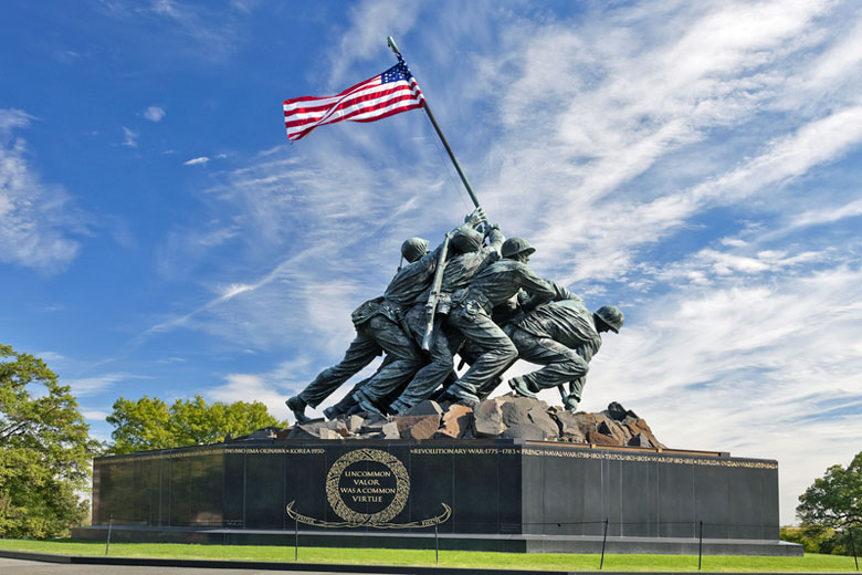 The Marine Corps War Memorial at Arlington National Cemetery, Washington DC