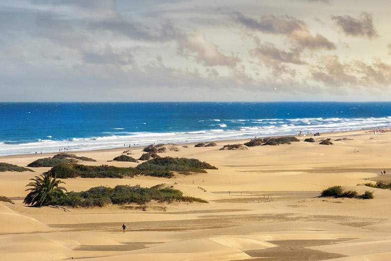 The dunes of Maspalomas and beach beyond