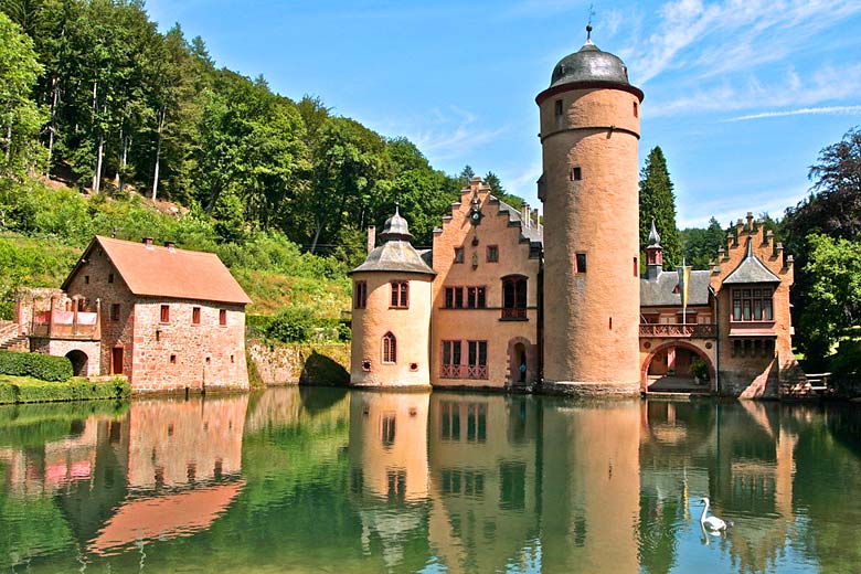 Late-medieval Mespelbrunn Castle complete with moat