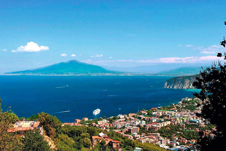 View of Mount Vesuvius across the bay from Sorrento
