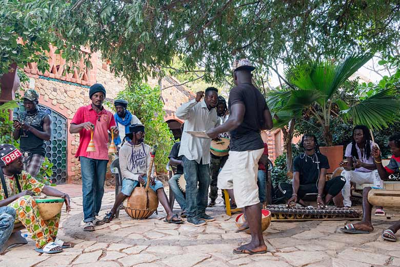 Musicians performing at Sobo Badé in the village of Toubab Dialo