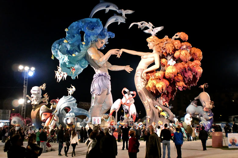 Giant papier-mâché sculptures in the streets of Valencia