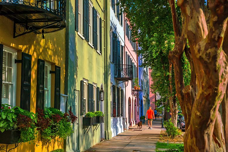 The pretty pastels of Rainbow Row, Charleston, South Carolina
