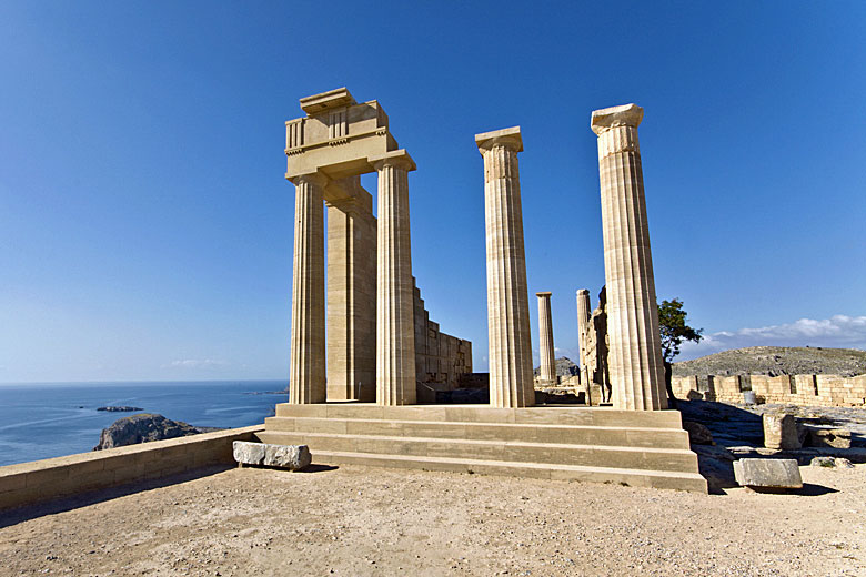 The partly restored Temple of Athena on the Acropolis