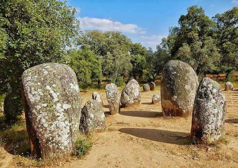 The standing stones at Cromlech of the Almendres, Alentejo