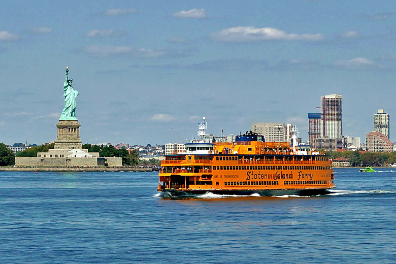 Staten Island ferry passing the Statue of Liberty