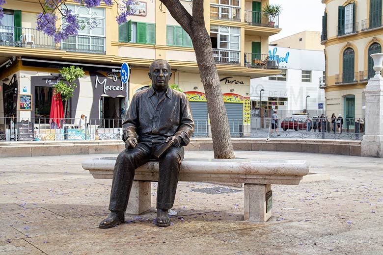 Bronze statue of Pablo Picasso in Plaza de la Merced