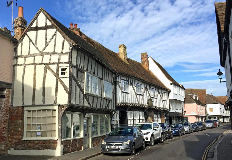 Medieval buildings in Strand Street, Sandwich, Kent