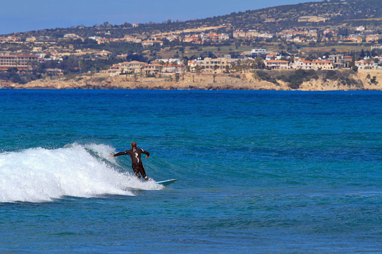 Surfing off the west coast of Cyprus