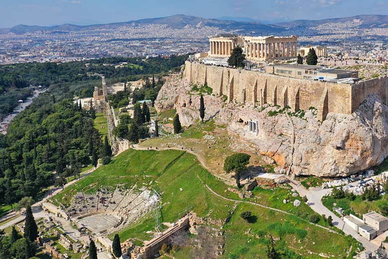 Take in the Theatre of Dionysus on your way up to the Acropolis