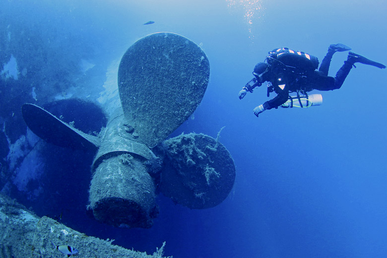 Diving on the wreck of the Zenobia, Cyprus
