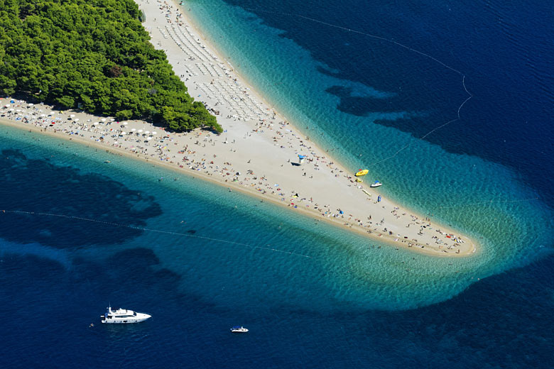 The distinctive beach of Zlatni Rat on the island of Brac