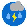 Isolated thunderstorms (2-5 mm of rainfall expected)