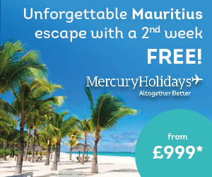 Mercury Holidays: Second week FREE offer on holidays to Mauritius