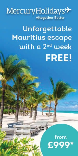 Mercury Holidays: Second week FREE offer on holidays to Mauritius