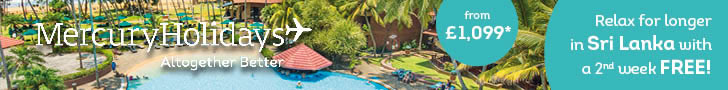 Mercury Holidays: Second week FREE offer on holidays to Sri Lanka