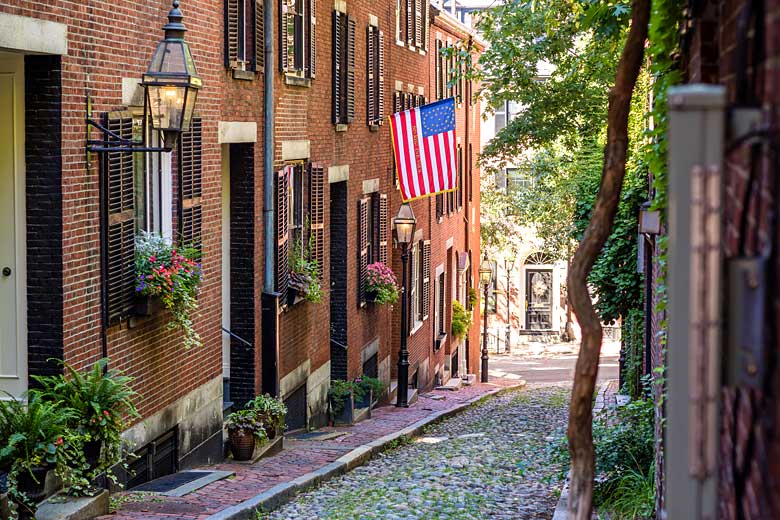 Historic Acorn Street in the Beacon Hill district, Boston Historic Acorn Street in the Beacon Hill district, Boston
