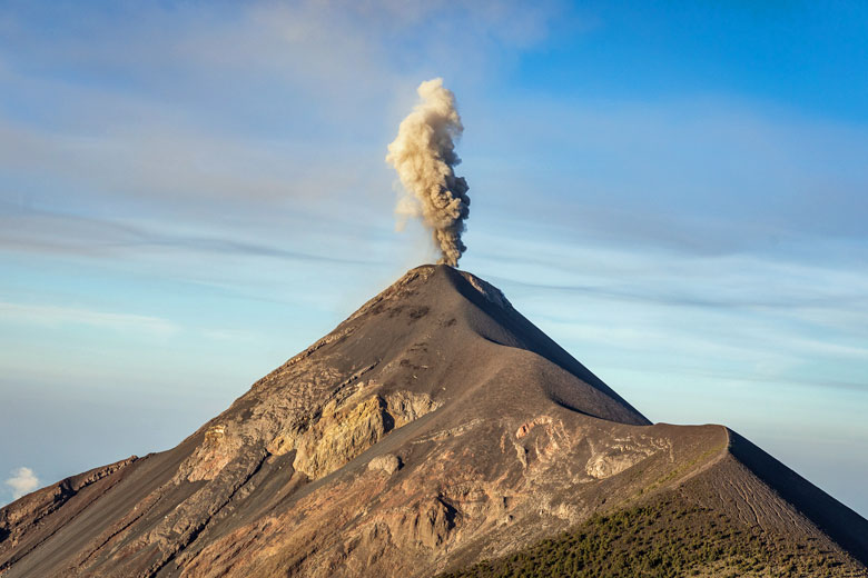 The puffing peak of Volcán de Fuego, Guatemala The puffing peak of Volcán de Fuego, Guatemala