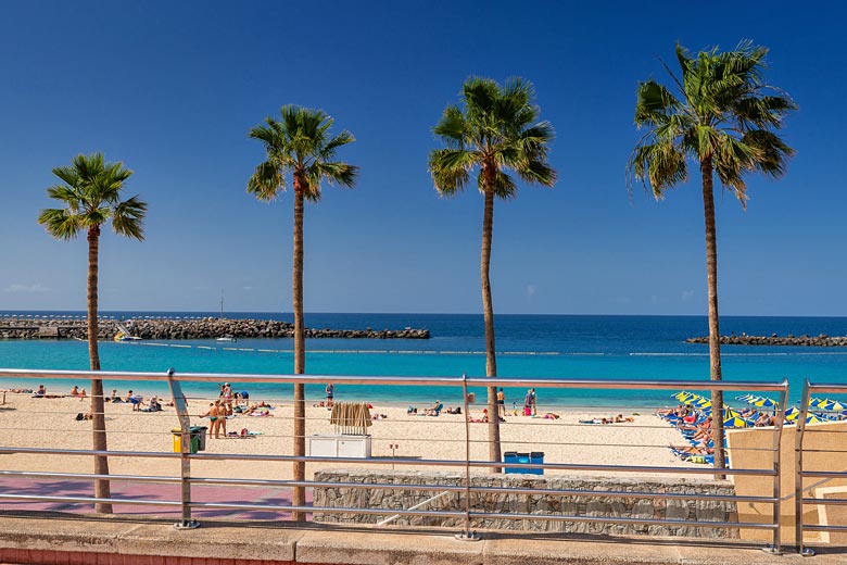 Palm-lined Amadores Beach, Gran Canaria